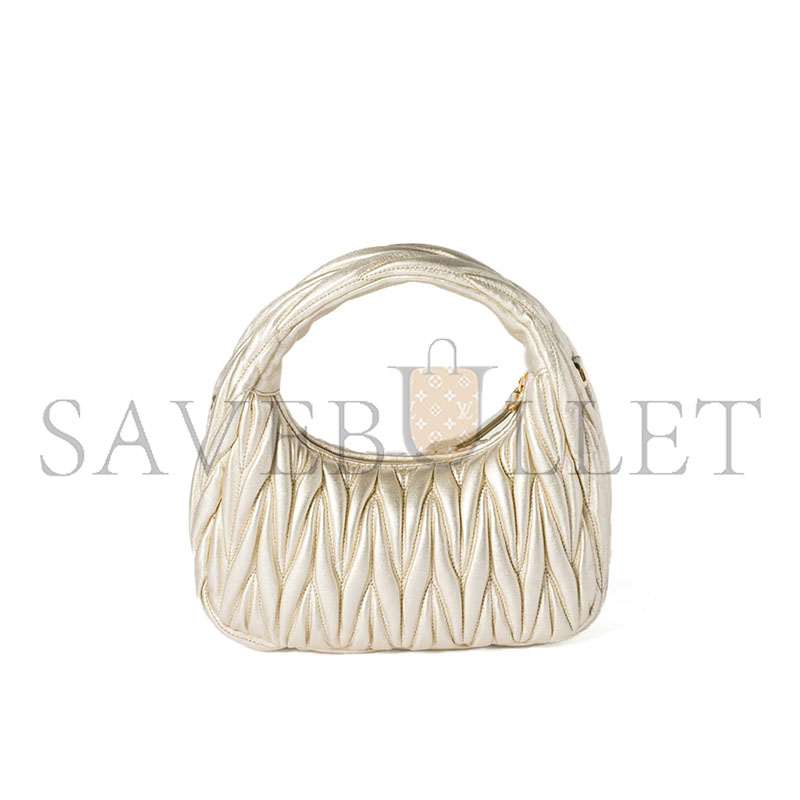 MIU MIU WANDER MATELASSÉ NAPPA LEATHER HOBO BAG 5BC125 (20*17*6cm)